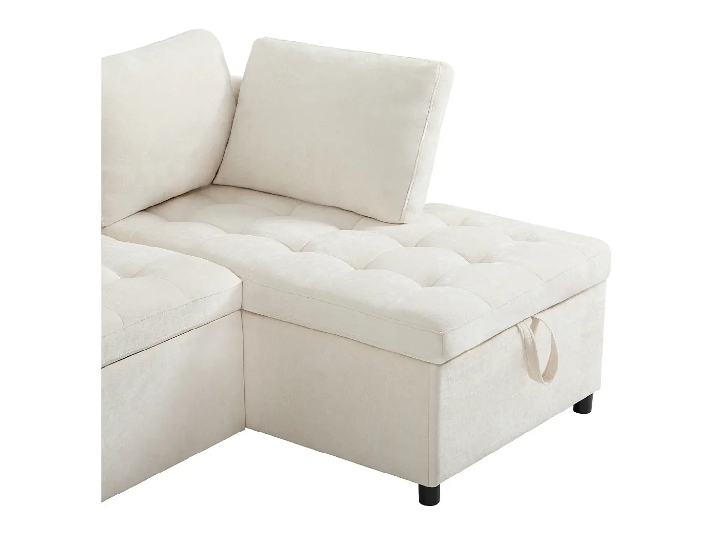 Sofá en L con sofá cama nido - con espacio de almacenamiento - carga USB - 2 cojines - Beige