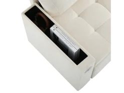 Sofá en L con sofá cama nido - con espacio de almacenamiento - carga USB - 2 cojines - Beige