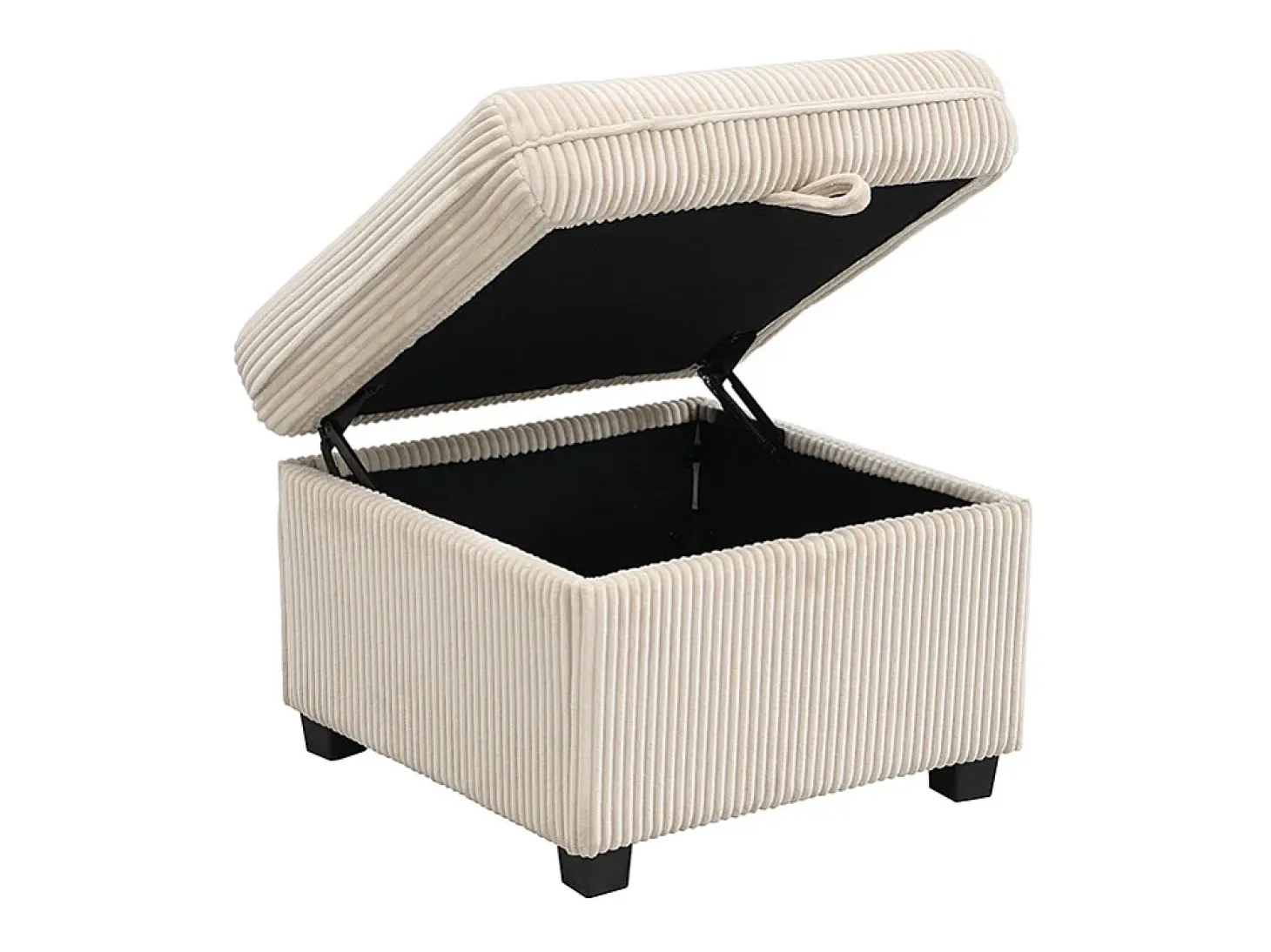 Sofá esquinero beige - Sofá de 3 plazas con 2 cajones y 2 taburetes de almacenaje - extraíble
