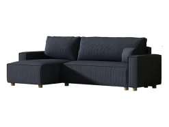 Sofá esquinero convertible de pana azul COSY
