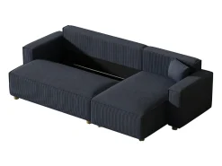 Sofá esquinero convertible de pana azul COSY