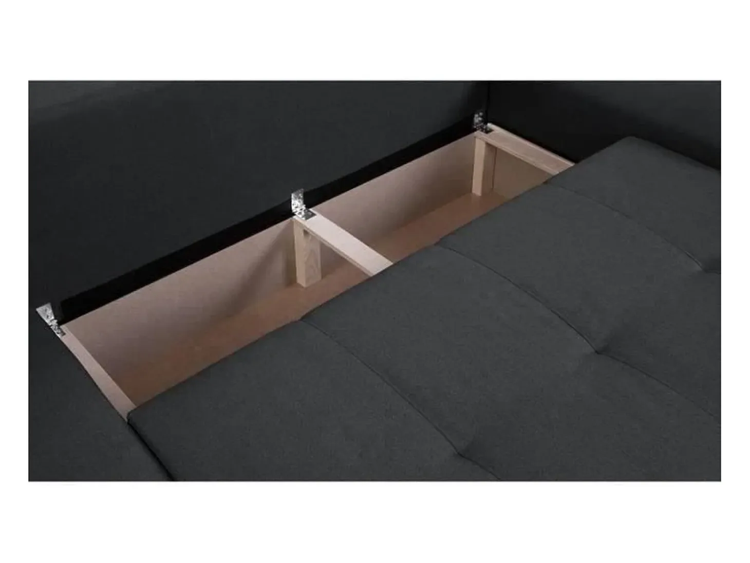Sofá esquinero convertible reversible con almacenaje - Tela Gris Oscuro - 5 plazas - INDIAN