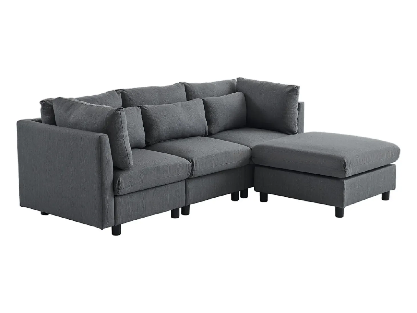 Sofá esquinero de 3 o 4 plazas, tapizado en forma de L, tejido de lino, 220 x 83 x 81 cm, color gris