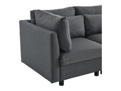 Sofá esquinero de 3 o 4 plazas, tapizado en forma de L, tejido de lino, 220 x 83 x 81 cm, color gris