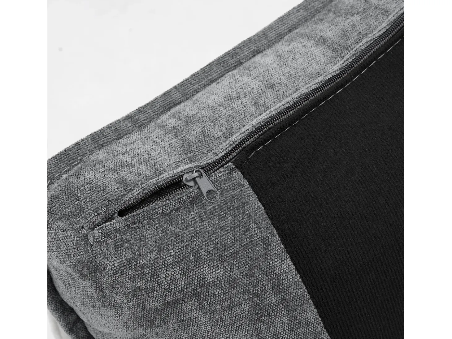 Sofá esquinero derecho - Sofá con 2 portavasos y cargador USB - lino gris