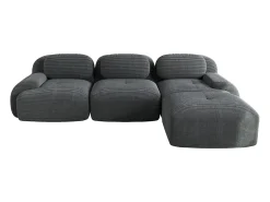 Sofá esquinero gris - Sofá de 3 plazas con reposabrazos curvos y cojines decorativos - pana
