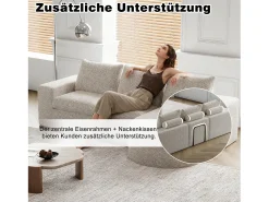 Sofá esquinero modular de 6 plazas con chaise longue - Tejido chenilla beige - No requiere montaje