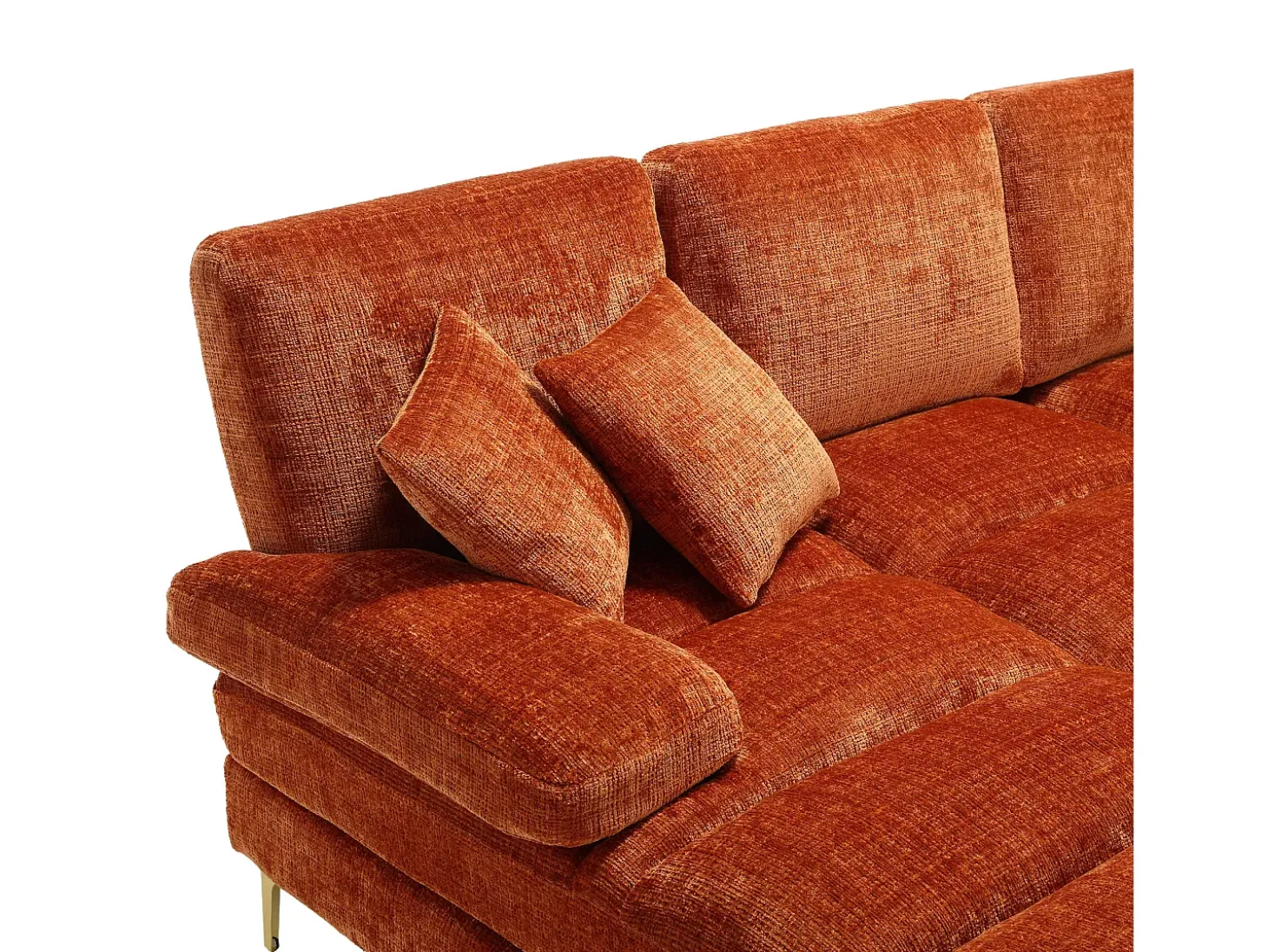 Sofá esquinero naranja - Sofá de 4 plazas con asientos y cojines - para salón y dormitorio