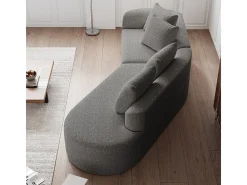 Sofá Esquinero Recto Moderno Súper Grande 4 Plazas, con 4 Cojines, Chaise Longue Curva, Tejido Chenilla, Gris Claro