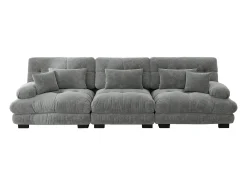 Sofá gris de 3 plazas - Sofá recto con 3 cojines lumbares y 3 cojines decorativos - chenilla