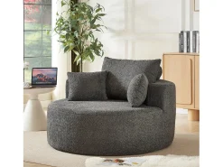 Sofá individual, Sofá tapizado con reposabrazos y respaldo - Chenilla gris - para salón y dormitorio