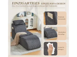 Sofá moderno con un diseño único y ergonómico - 160 x 66 x 90 cm - con cojín de asiento extraíble - terciopelo - gris oscuro