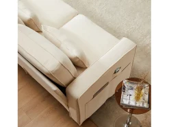 Sofá moderno de 4 plazas con 4 cojines - 264 x 83 x 87 cm - Tela de lino - Beige