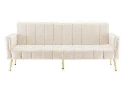Sofá moderno de terciopelo beige con respaldo y reposabrazos ajustables – para salón, dormitorio o cine en casa