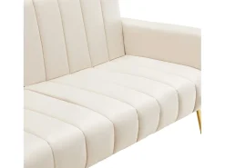Sofá moderno de terciopelo beige con respaldo y reposabrazos ajustables – para salón, dormitorio o cine en casa