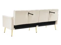 Sofá moderno de terciopelo beige con respaldo y reposabrazos ajustables – para salón, dormitorio o cine en casa