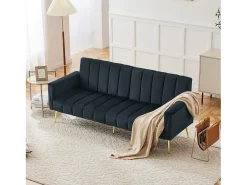Sofá moderno de terciopelo negro con respaldo y reposabrazos ajustables – para salón, dormitorio o cine en casa