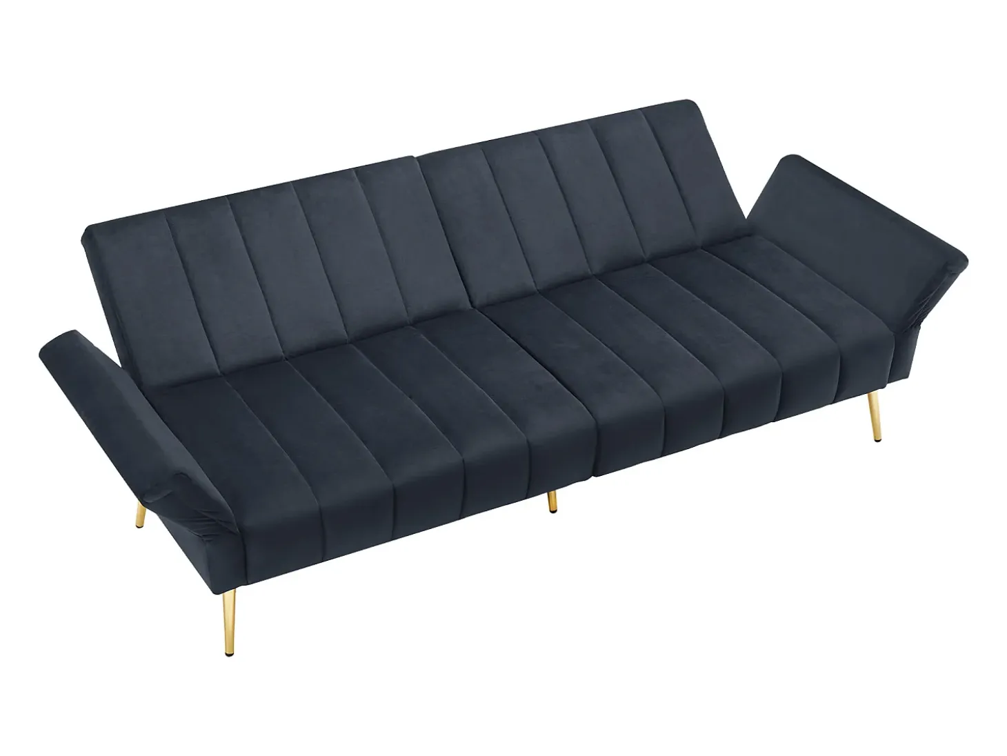 Sofá moderno de terciopelo negro con respaldo y reposabrazos ajustables – para salón, dormitorio o cine en casa