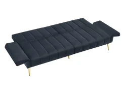 Sofá moderno de terciopelo negro con respaldo y reposabrazos ajustables – para salón, dormitorio o cine en casa