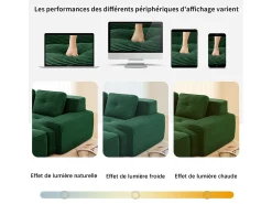 Sofá Modular 3 plazas en Pana, con 3 cojines, 74cm asiento extra profundo, 293x104x69cm, Verde