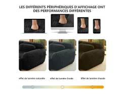 Sofá Modular 2 plazas en tela peluche, con 2 cojines, asiento extra profundo 75cm, 204x104x73cm, Negro