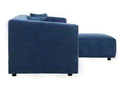 Sofá modular 4 plazas: sofá recto 3 plazas + 1 escabel pana azul Monroe