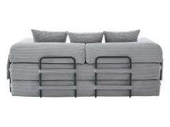 Sofá modular convertible de 3 plazas con 3 cojines y bolsillo lateral - Pana gris claro