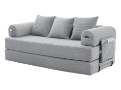 Sofá modular convertible de 3 plazas con 3 cojines y bolsillo lateral - Pana gris claro