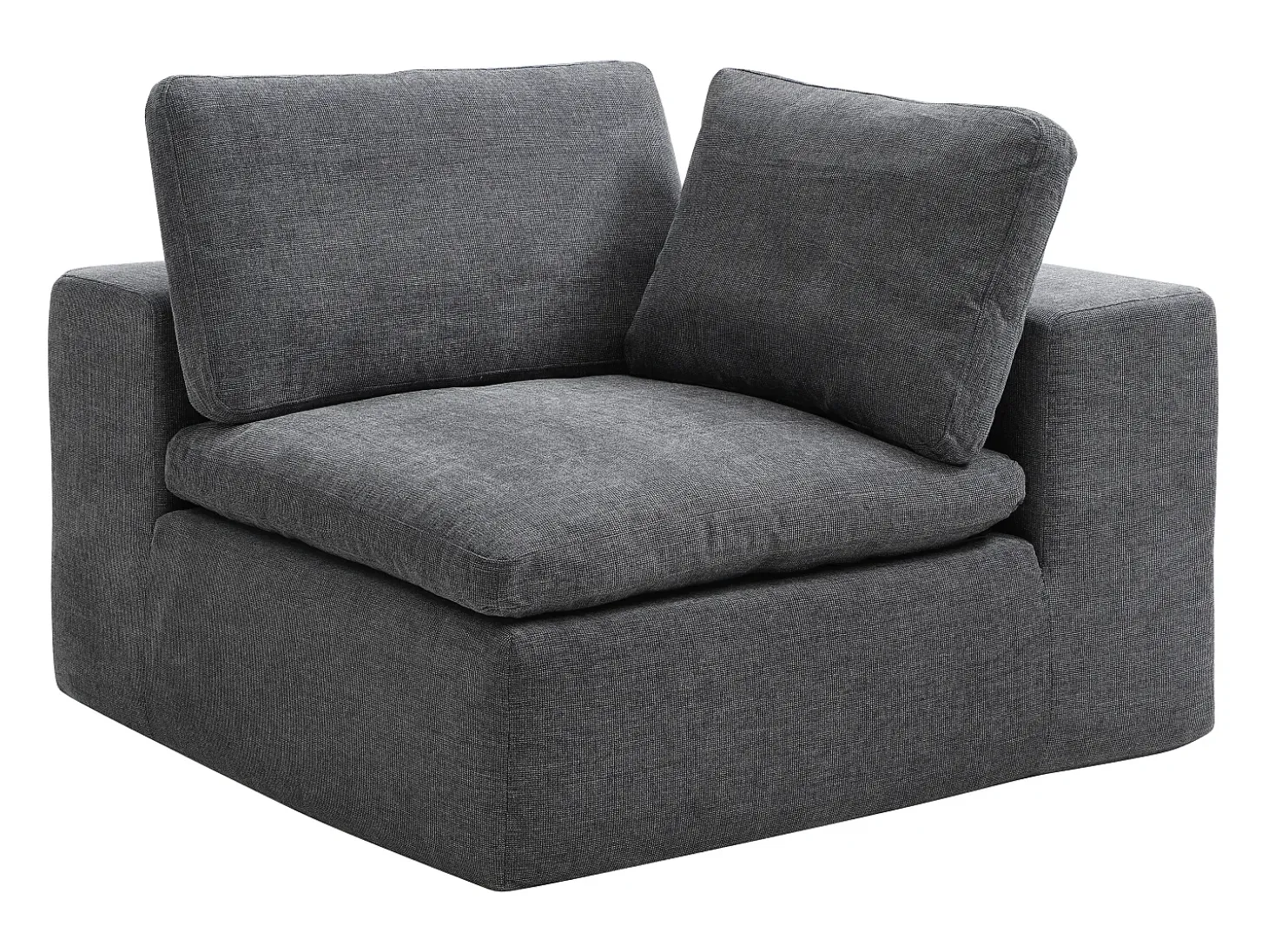 Sofá modular de esquina con puf en tejido gris antracita CORTOLINE