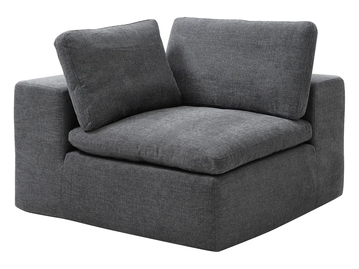 Sofá modular de esquina con puf en tejido gris antracita CORTOLINE