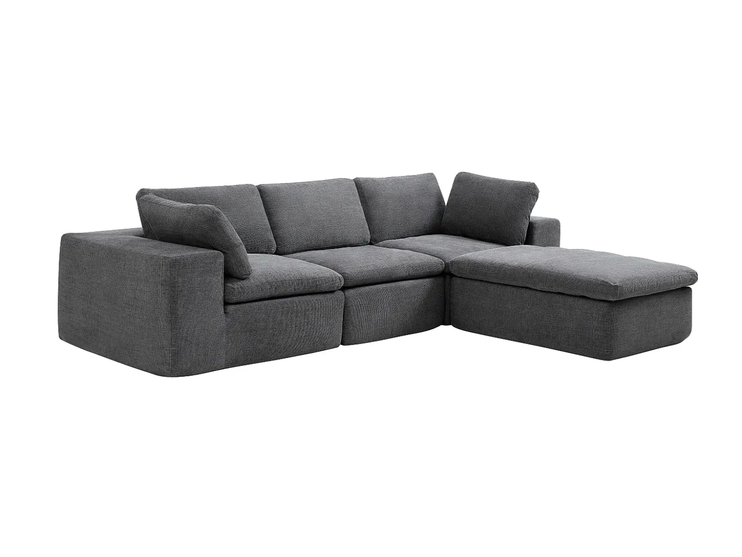 Sofá modular de esquina con puf en tejido gris antracita CORTOLINE