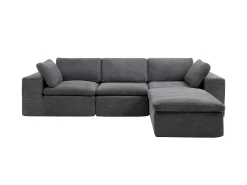 Sofá modular de esquina con puf en tejido gris antracita CORTOLINE