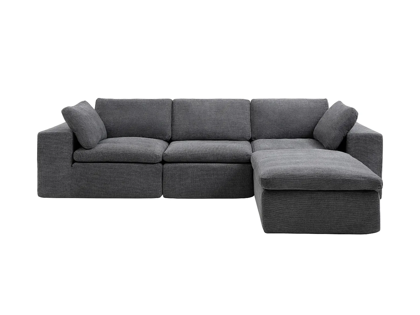 Sofá modular de esquina con puf en tejido gris antracita CORTOLINE