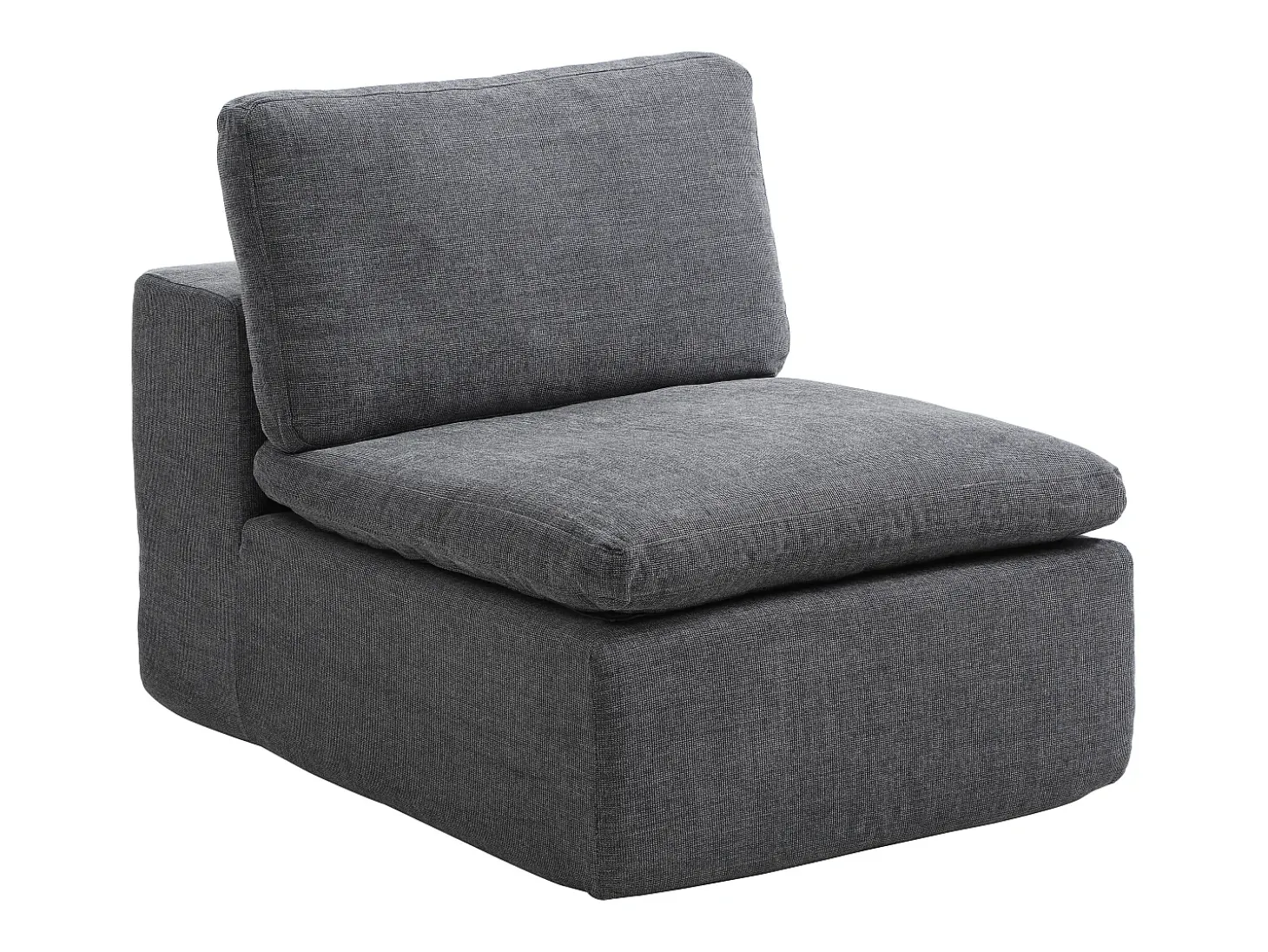 Sofá modular de esquina con puf en tejido gris antracita CORTOLINE