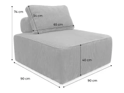 Sofá modular de pana, 2 plazas crema
