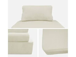 Sofá modular de pana, 2 plazas crema