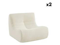 Sofá modular en borreguito texturizado, 2 plazas blanco