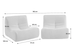 Sofá modular en borreguito texturizado, 2 plazas blanco