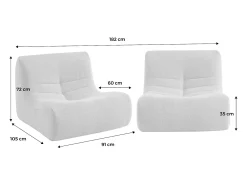 Sofá modular en borreguito texturizado, 2 plazas blanco