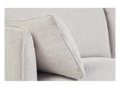 Sofá nórdico 3 plazas de tejido efecto aterciopelado texturizado beige y madera clara CLAYTON