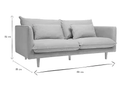Sofá nórdico 3 plazas de tejido efecto aterciopelado texturizado beige y madera clara CLAYTON