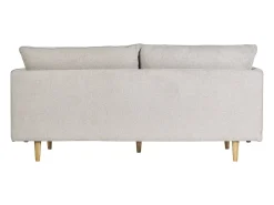 Sofá nórdico 3 plazas de tejido efecto aterciopelado texturizado beige y madera clara CLAYTON