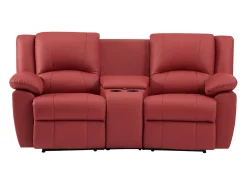 Sofá reclinable de 2 plazas AROMA en piel de vacuno roja