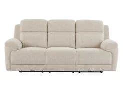 Sofá reclinable eléctrico de 3 plazas con mesa de tela de color beige KELUNO