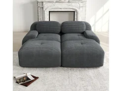 Sofá recto con reposabrazos curvos - Sofá de 2 plazas con respaldo y cojines decorativos - pana gris