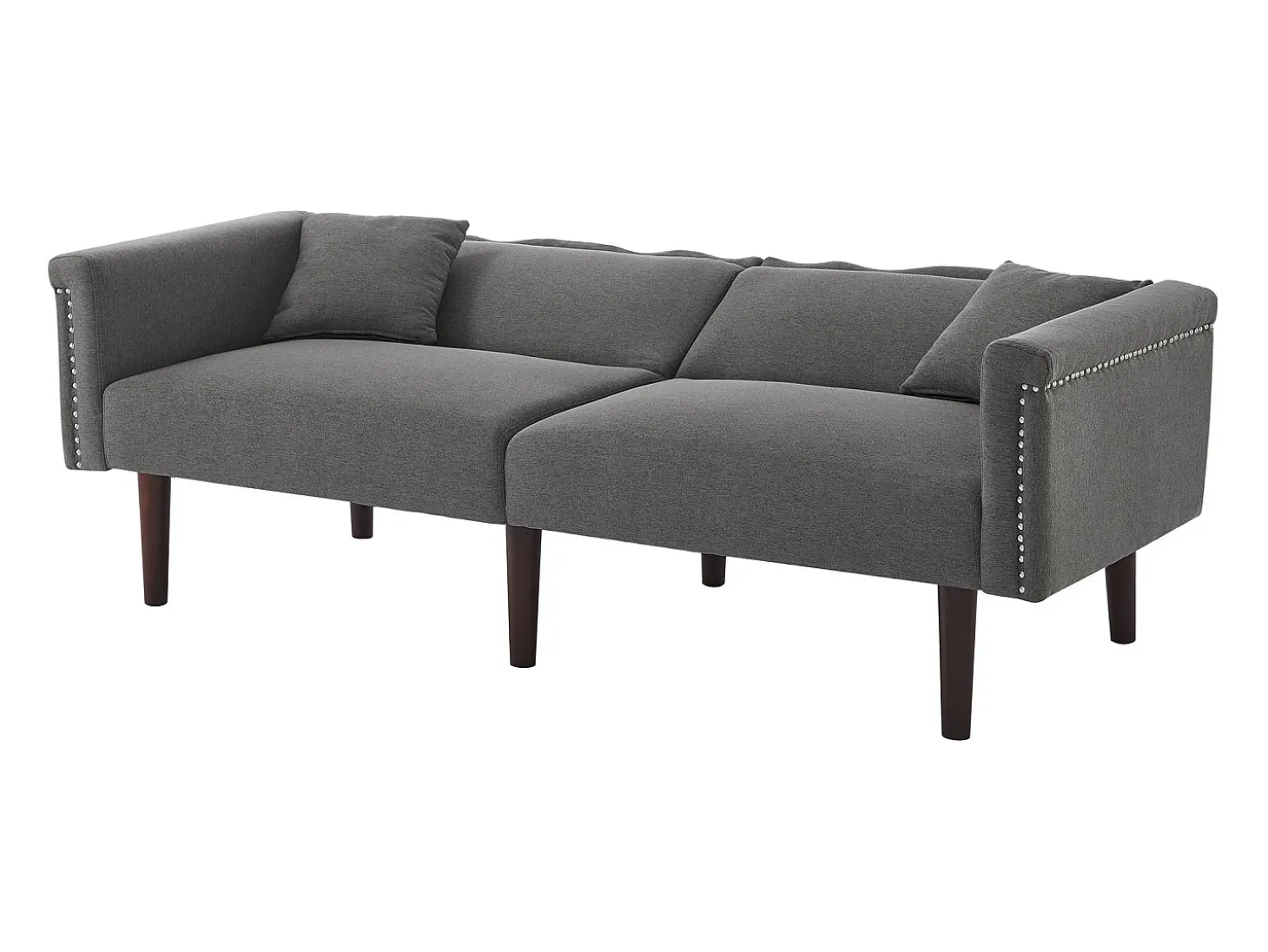 Sofá relax gris - Sofá con respaldo regulable y 6 patas de madera - para salón y dormitorio