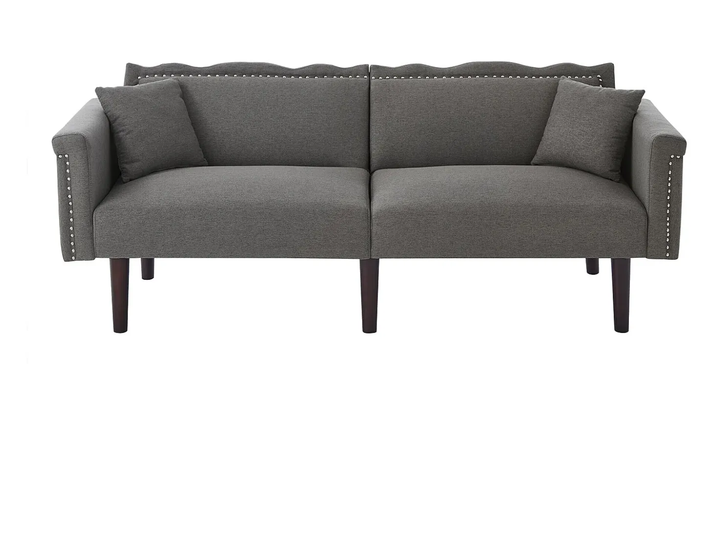 Sofá relax gris - Sofá con respaldo regulable y 6 patas de madera - para salón y dormitorio