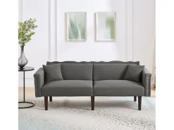 Sofá relax gris - Sofá con respaldo regulable y 6 patas de madera - para salón y dormitorio