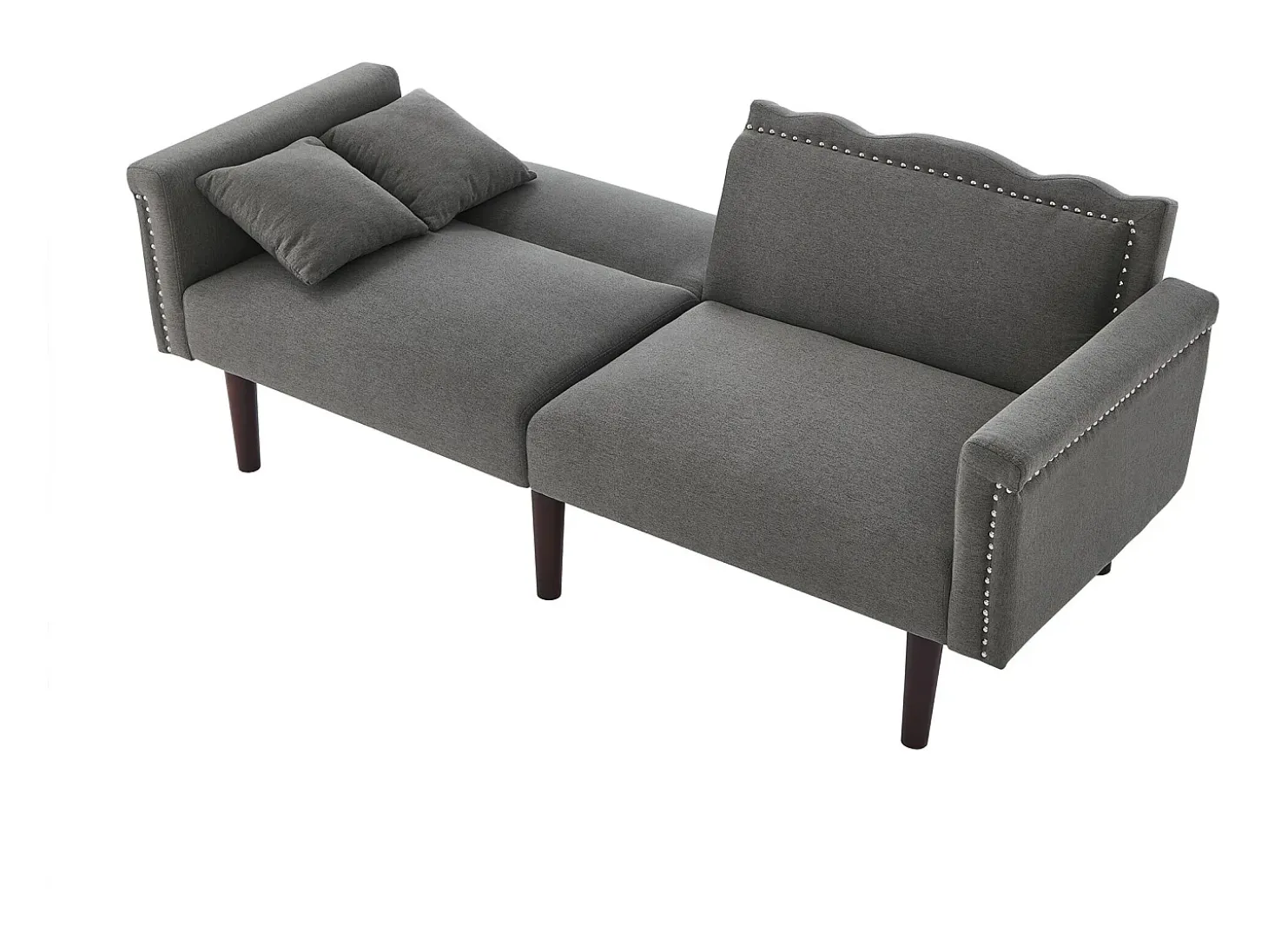 Sofá relax gris - Sofá con respaldo regulable y 6 patas de madera - para salón y dormitorio