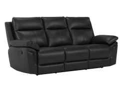 Sofá relax mecánico 3 plazas piel búfalo negro PAKITA